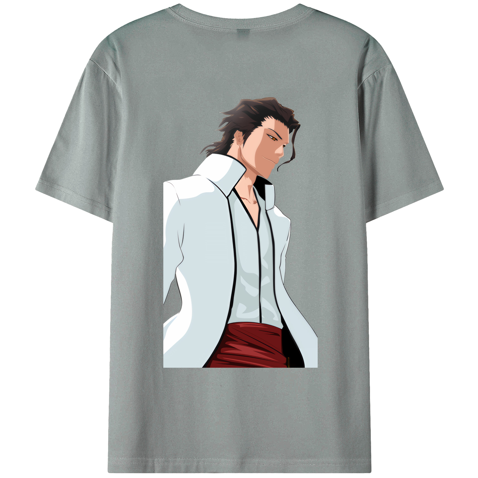 （画像用） ブリーチ 藍染 惣右介（あいぜん そうすけ） BLEACH Aizen Sousuke 綿100％ メンズ半袖Tシャツ（バックプリント） 通気性